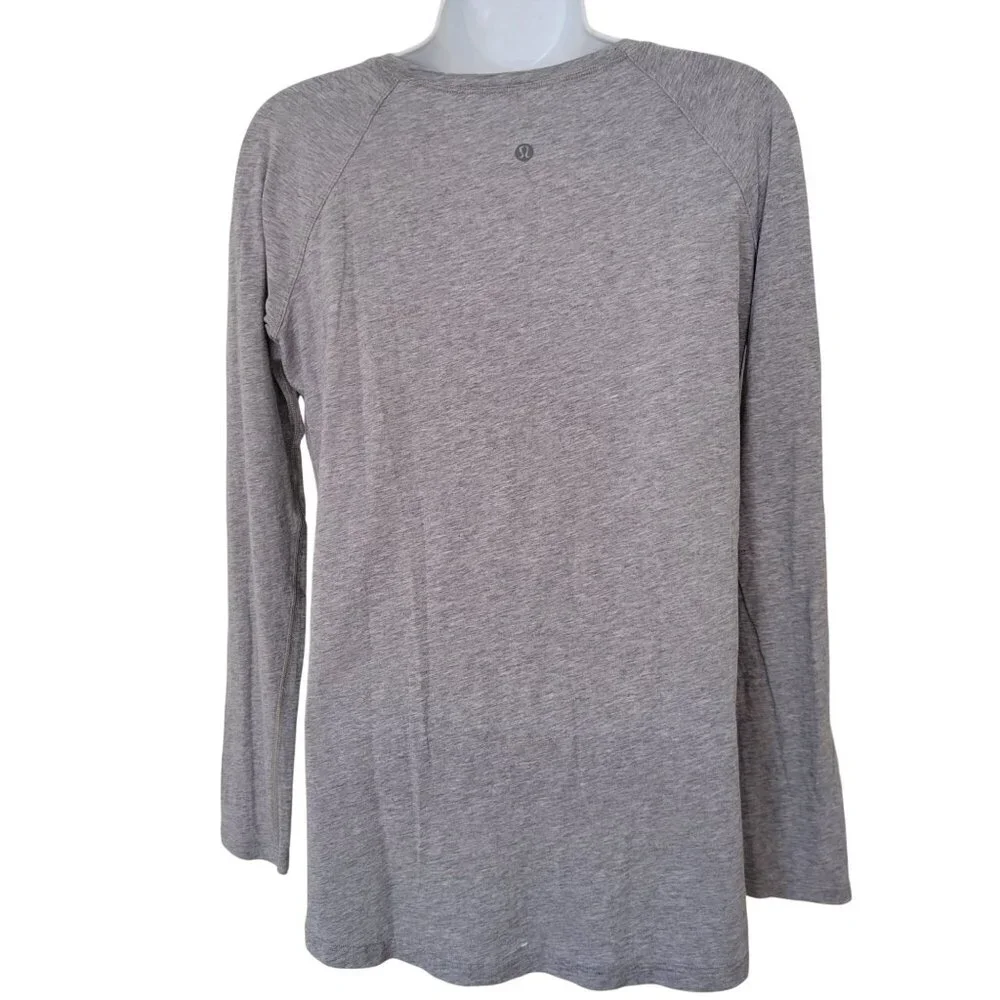 Lululemon EMERALD Gray‎ Long Sleeve Tee Top 4 Cotton Lightweight Athleisure